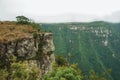 People on Fortaleza Canyon in a foggy day Royalty Free Stock Photo