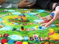 People friends family play roll board game together fun leisure beautiful illustration design selected focus