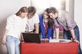 People friends working at home at the table