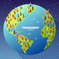 People Friendship. International Day of the World Indigenous Peoples. Vector flat circle concept illustration concept