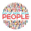 People Friendship. International Day of the World Indigenous Peoples. Vector flat circle concept illustration concept background