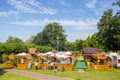 People in front of the beer garden in the park in Bad Bentheim