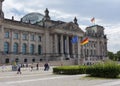 People in front of the Bundestag Reichstag Parliament Building. Berlin, Germany. Royalty Free Stock Photo