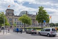 People in front of the Bundestag Reichstag Parliament Building. Berlin, Germany. Royalty Free Stock Photo