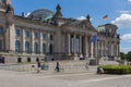 People in front of the Bundestag Reichstag Parliament Building. Berlin, Germany. Royalty Free Stock Photo