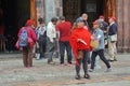 People in front of a church