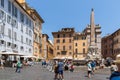 People in front of Fountain in front of Pantheon in city of Rome, Italy Royalty Free Stock Photo