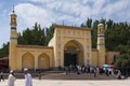 People in front of the Id Kah Mosque in the city of Kashgar in China