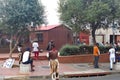 People in front of the Nelson Mandela`s house in Soweto