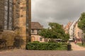 People in front of the Unterlinden Museum, Colmar, Alsac, France