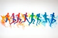 People fun joy action silhouettes colourful shadow design dancing group men disco Royalty Free Stock Photo