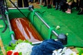 People funeral putting down the coffin at a funeral Royalty Free Stock Photo