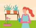 people gardening flat design Royalty Free Stock Photo