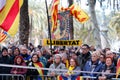People gather outside Barcelona Catalan courtyard waiting thea arrival of President of Catalan Government Quim Torra wider