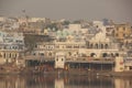 People gather to bathe at the Ghats