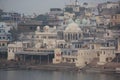 People gather to bathe at the Ghats