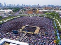 People gathered in front of H.M. Palace