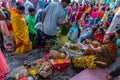 People gathered for Ganga Puja.