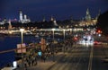 People gathered at Moscow river embankment to watch the fireworks. Moscow City Day 871st anniversary celebration