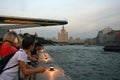 People gathered at Moscow river embankment to watch the fireworks. Moscow City Day 871st anniversary celebration