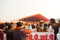 People gathered for a political rally in Allahabad, India