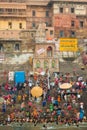 People gathered in the Ghats in Varanasi