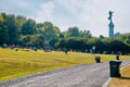 People gathered in the tam tams park or park mount royal in Montreal, Canada