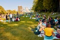 People gathered in the tam tams park or park mount royal in Montreal, Canada