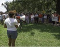 People are gathered to protest the detention and treatment for immagrant children Royalty Free Stock Photo