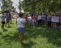 People are gathered to protest the detention and treatment for immagrant children Royalty Free Stock Photo