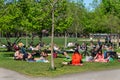 People gathering during Coronavirus pandemic in Laurier Park