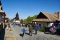 People gathering on Easter Holy Mass in traditional village - Holloko, Hungary