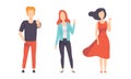 People Gesturing Set, Man and Woman Showing Negative and Positive Gestures, Nonverbal Communication Concept Flat Vector