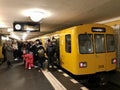 People getting down from the U train in Berlin City Station Royalty Free Stock Photo