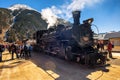 People getting of the Durango to Silverton Narrow Gauge Train in Silverton Royalty Free Stock Photo