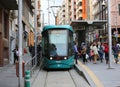 People getting on and off the Tenerife Tram Tranvia