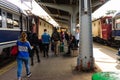 People getting off the train at Bucharest North Railway Station Gara de Nord in Bucharest, Romania, 2019 Royalty Free Stock Photo