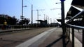 People getting off a tram, TiltShift, Barcelone