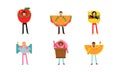 People In Giant Costumes Of Different Kinds Of Fastfood Set Of Vector Illustrations