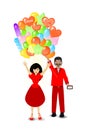 People gift a bunch of balloons. illustration