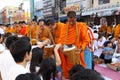 People give food offerings monks Royalty Free Stock Photo