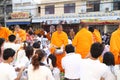 People give food offerings to 12,357 Buddhist monks Royalty Free Stock Photo