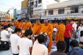 People give food offerings to 12,357 Buddhist monks Royalty Free Stock Photo