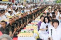 People Gives food offerings to a