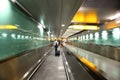 People go into corridor for boarding at airplane Royalty Free Stock Photo