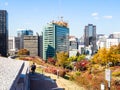 People go to city district in Namsan Park in Seoul Royalty Free Stock Photo