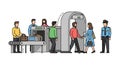 People going through airport security check Royalty Free Stock Photo