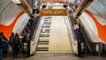 People going down on piano stairs in the Mexico City subway