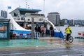 People going into a GVB ferryboat