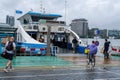 People going into a GVB ferryboat